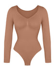 Marcella - Naadloze Lange Mouw Body met String, Borstondersteuning & Buikcontrole - Bella Fit™
