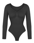 Marcella - Naadloze Lange Mouw Body met String, Borstondersteuning & Buikcontrole - Bella Fit™