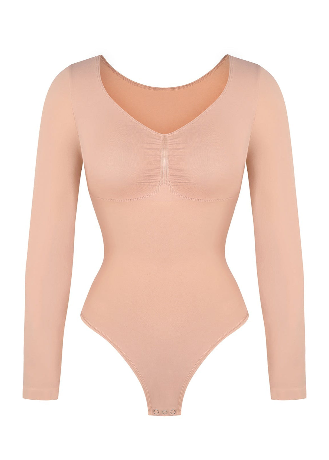 Marcella - Naadloze Lange Mouw Body met String, Borstondersteuning & Buikcontrole - Bella Fit™