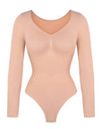 Marcella - Naadloze Lange Mouw Body met String, Borstondersteuning & Buikcontrole - Bella Fit™