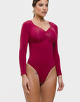 Marcella - Naadloze Lange Mouw Body met String, Borstondersteuning & Buikcontrole - Bella Fit™
