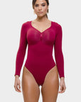 Marcella - Naadloze Lange Mouw Body met String, Borstondersteuning & Buikcontrole - Bella Fit™