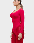 Marcella - Naadloze Lange Mouw Body met String, Borstondersteuning & Buikcontrole - Bella Fit™
