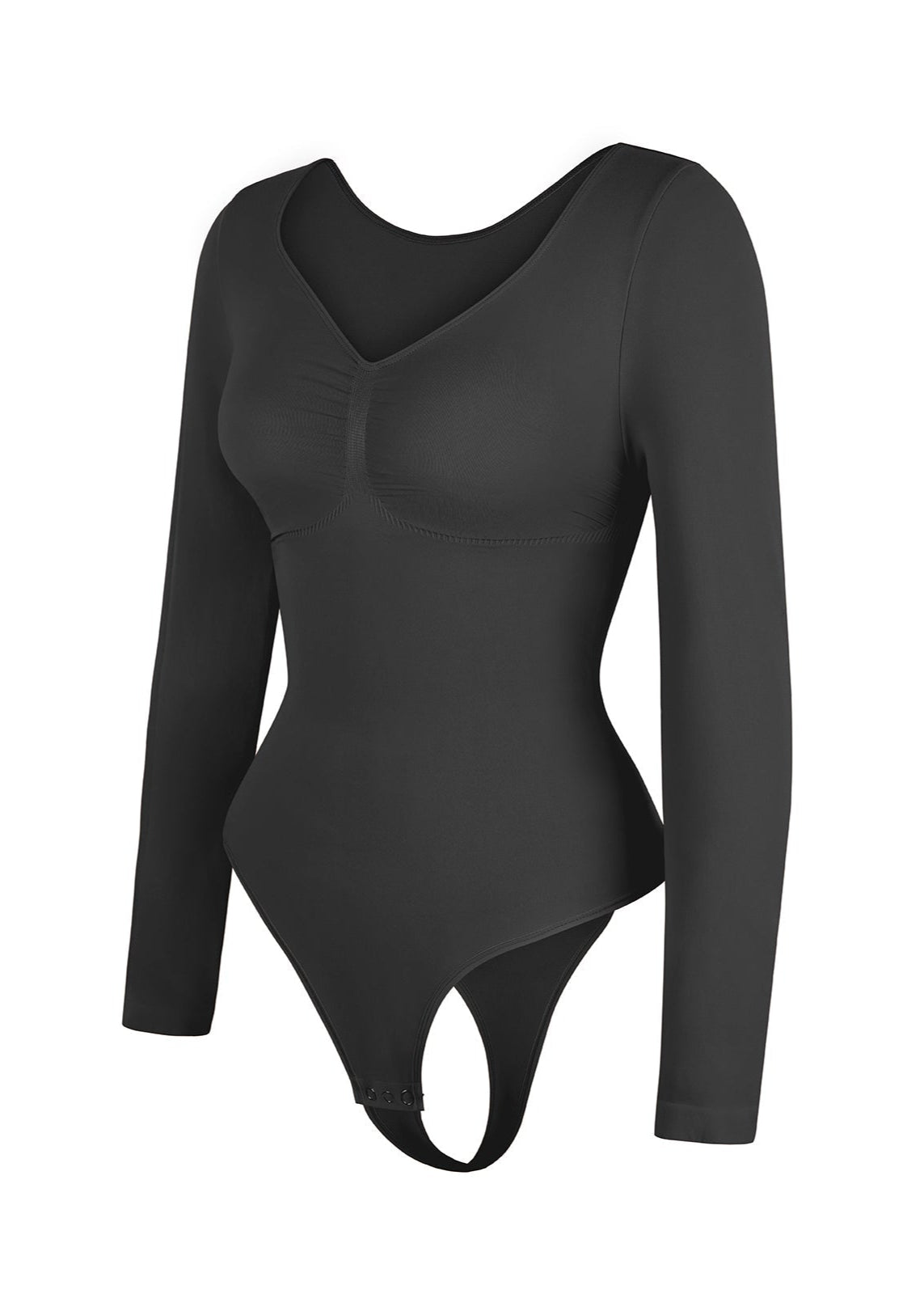 Marcella - Naadloze Lange Mouw Body met String, Borstondersteuning & Buikcontrole - Bella Fit™