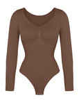 Marcella - Naadloze Lange Mouw Body met String, Borstondersteuning & Buikcontrole - Bella Fit™