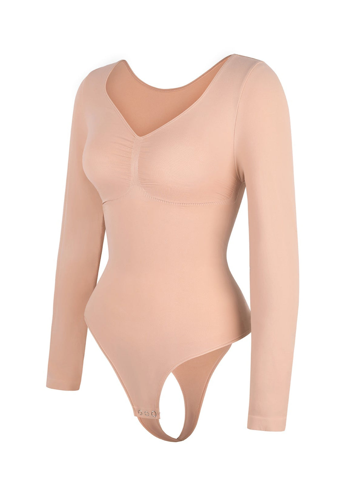 Marcella - Naadloze Lange Mouw Body met String, Borstondersteuning & Buikcontrole - Bella Fit™