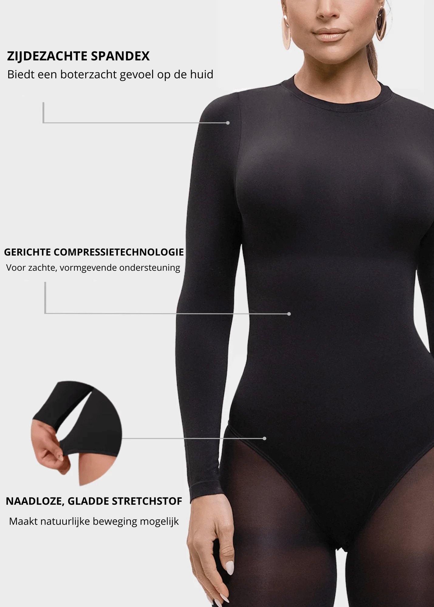 Milena – Ultra - Soft Sculpted Silhouette Naadloze Long - Sleeve Bodysuit - Bella Fit™